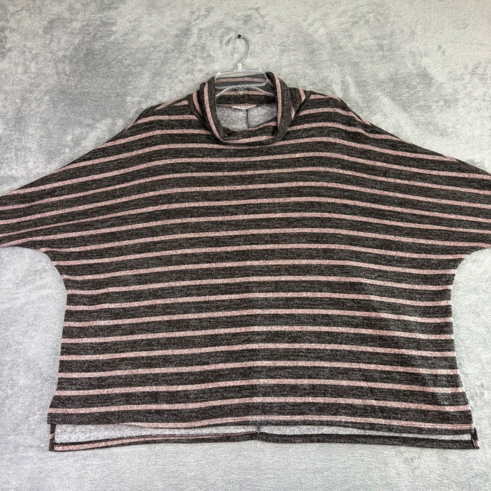Andreé by Unit Medium Pink Brown Striped‎ Cowl Neck Tunic Top Boxy Oversized VTG